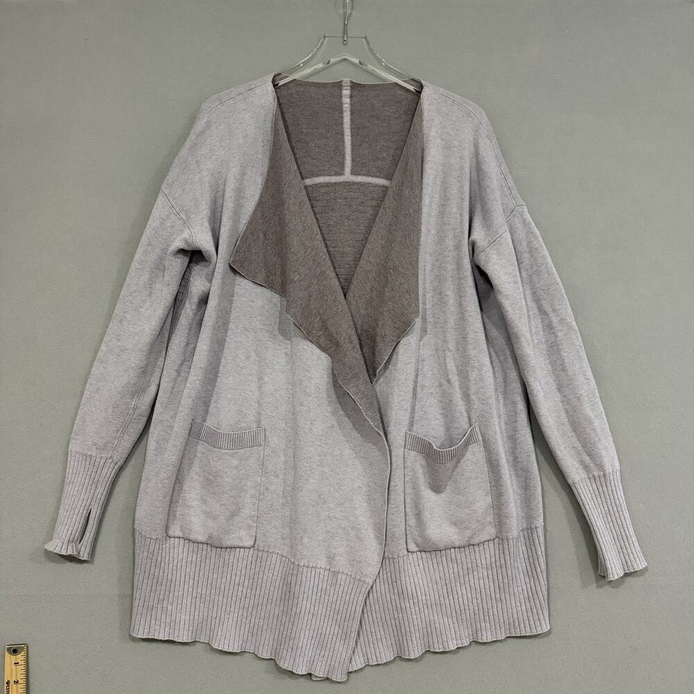 Lululemon Still Lotus Wrap Reversible Cardigan Size 12 Heather Lilac/Mulberry